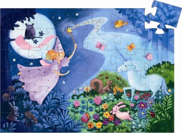 Puzzel silhouet fee en eenhoorn - Afbeelding 2