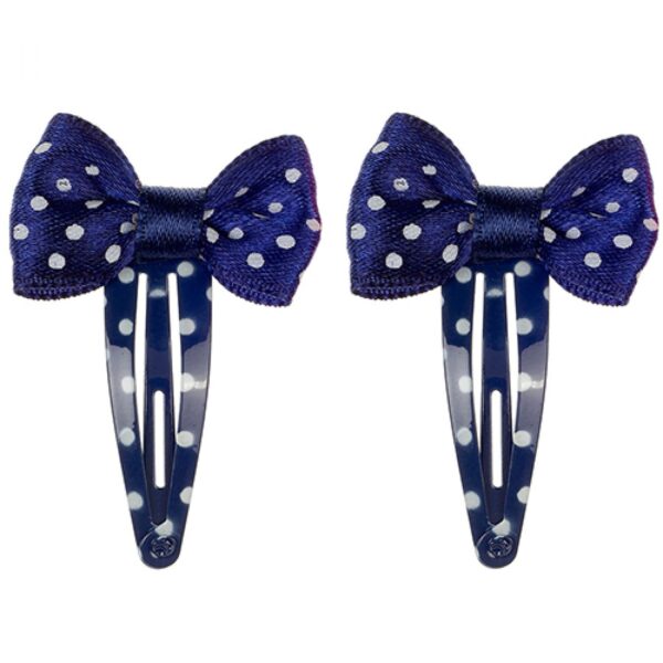 Souza haarclips blauw met puntjes en strik
