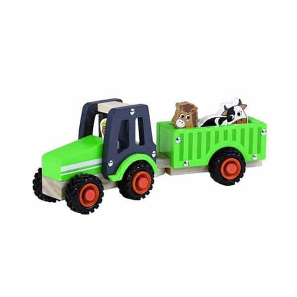 Groene tractor met kar